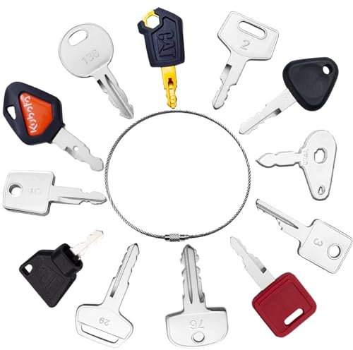 12Pcs Construction Ignition Key Set, Universal Ignition Starter Switch Spare Keys for Agricultural and Excavator Truck Dumper Tractor Dozer Roller Bulldozer and more