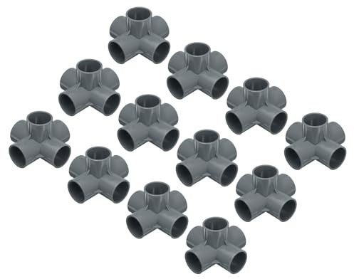 sourcing map Lot de 4 raccords coudés en PVC pour tuyau 40 mm 5 voies Gris | Tés de sortie latérale d'angle coudé pour tuyau électrique