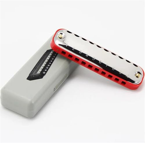 Mundharmonika-Set Blues Harp 10-Loch-Diatonische Mundharmonika In C-Dur ABS-Kammmundharmonika(Red)