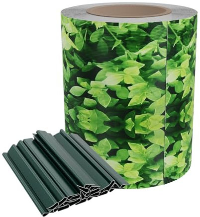 NAIZY Brise-vue de jardin en PVC opaque avec 20 clips de fixation pour clôture de jardin, balcon, terrasse – 35 m x 19 cm, petit feuillage