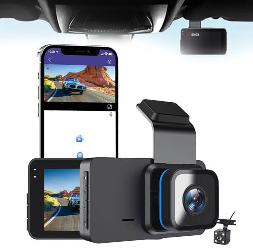 HD Dash Cam with WiFi & GPS, Dash Cam Front and Rear Wireless 1080p in Car Camera Dual Lens Dashcam for Cars, Sd Card, 24h Parking Mode, Loop Recording Car Camera with G-Sensor(No sd,WiFi+GPS)