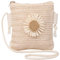 Moorle Sac en paille pour femme - Sac à bandoulière avec fleur - Style bohème - Pour l'été, les vacances, la plage, les voyages, beige, 20cm x 18cm x 2cm