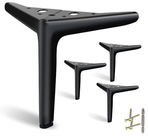 SunVFaFa Möbelfüße Schwarz 15 cm, 4 Stück Schrankbeine Metallfüße für Möbel, Moderne DIY Kurze Metall Schrank Füße für Möbel Kommode Sideboard Nachttisch Sofa Couch