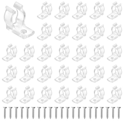 sourcing map U Clips Holder Bracket, Fluorescent Tube Mounting Accessories Support Clamps Pipe Clamps with Screws for 7mm to 9mm Round LED Strip and Tube, 50pcs