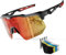 HAAYOT Sonnenbrille-Sportbrille Schnelle-Brille Polarisierte-Fahrradbrille Herren-Damen-Sportbrille, 5-auschbare-Gläser, 99%-UV-Schutz, leichte-TR90-Brille-für Radsport,Schwarz & Rot