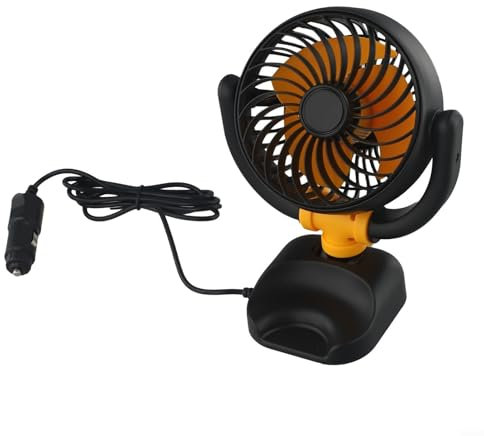 Floweringbeter Ventilateur portable pour tableau de bord de voiture, 12 V 24 V, réglable et pliable, accessoires d'été (12 V)