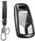 MEDZUK Coque de protection pour clé de voiture compatible avec Audi Q5 FY 2018-2024 2025, accessoire de boîtier de clé avec porte-clés (noir)