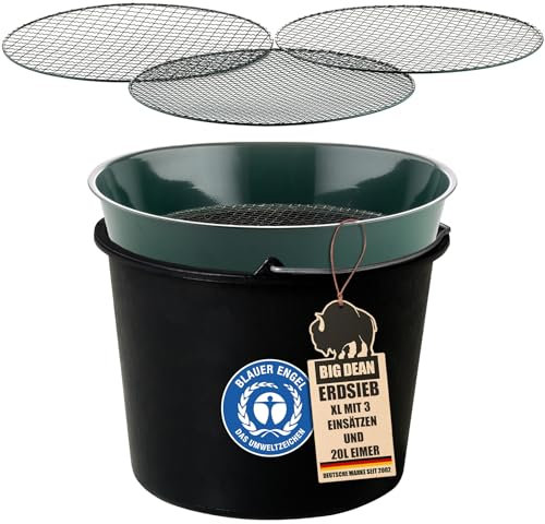 Gartensieb aus Metall mit 3 Maschenweiten 6,4 mm/9,5 mm/12,7 mm - Erdsieb rund Sandsieb Ø 37 cm Höhe 8 cm - Garten Sieb Steinsieb Kompostsieb (1 Stück Bundle)