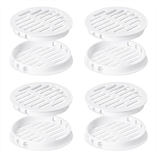 Rejillas de Ventilación 8 Piezas Cubierta de Ventilación de Soffit de Plástico Rejilla de Aire de 80 mm para la Ventilación de Armarios, Cocinas, Baño Blanco