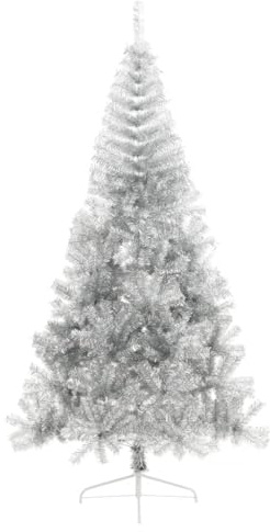 Generico Albero di Natale a metà con Supporto Argento 240 cm Pet