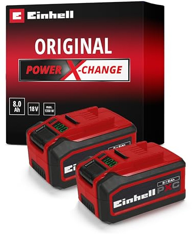 Original Einhell Akku PXC-Twinpack 18V 5-8 Ah Multi-Ah Power X-Change Plus (18V, für alle PXC-Geräte, Ladezustandsanzeige, Batteriemanagementsystem, 2X 5-8 Ah Multi-Ah Akkus, ohne Ladegerät)