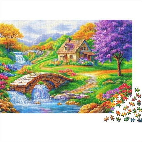 Bridge River Cottage 1000 Piece Jigsaw for Adults Birthday Gift