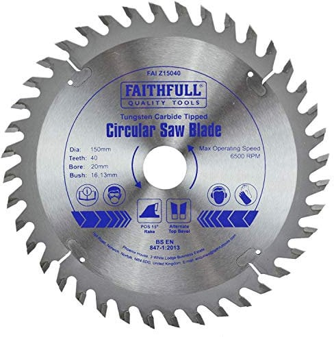 Faithfull FAIZ15040 TCT Circular Saw Blade 150mm x 20mm Bore x 40 Teeth
