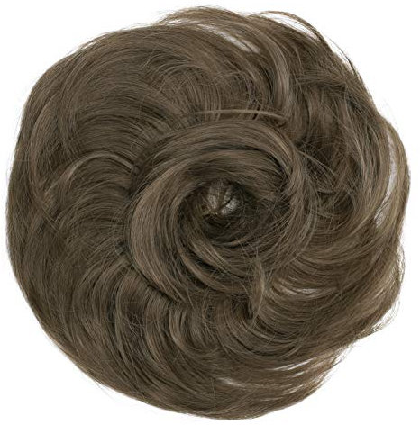 CAISHA Haargummi Bella Hochsteckfrisuren Haarteil Hochzeitfrisuren Voluminös Leicht Gewellt Hitzebeständige Kunstfaser DM17cm Hellbraun G8B