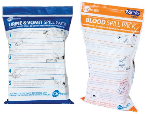 GV Health Biohazard Spill Duo Pack - Blood & Urine/Vomit | 1x Blood Spill Pack & x1 Urine & Vomit Spill Pack