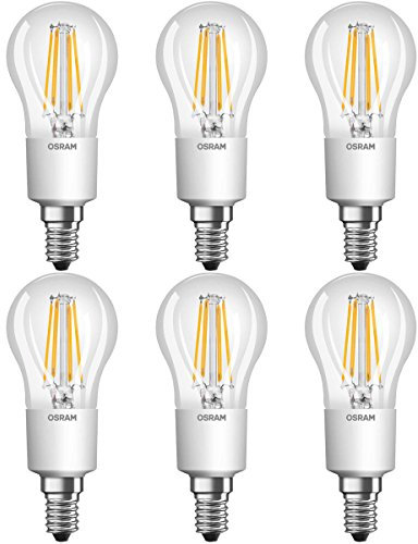 Osram LED SuperStar Classic P Lampe, in Tropfenform mit E14-Sockel, dimmbar, Ersetzt 40 Watt, Filamentstil Klar, Warmweiß - 2700 Kelvin, 6er-Pack