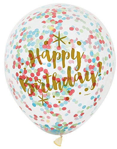 Geburtstags-Konfetti-Luftballons - 30 cm - Gold-Glitzernd - 6er-Pack, 12