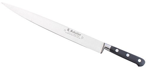 K SABATIER - Tranchelard 30 Cm Gamme Authentique - Acier Inoxydable - Manche Noir - 100% Forge - Entièrement Fabrique en France