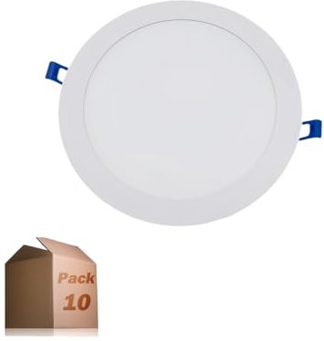 ONSSI Placa LED Circular SuperSlim 20W (Pack 10) Panel Downlight LED Empotrado Blanco Cálido 2800k-3200K LED