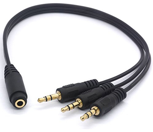 Tomost 3-Wege-Kopfhörer-Splitter, vergoldet, 3,5 mm TRS-Buchse auf 3 x 3,5 mm TRS-Stecker, AUX-Kabel, Audiokabel