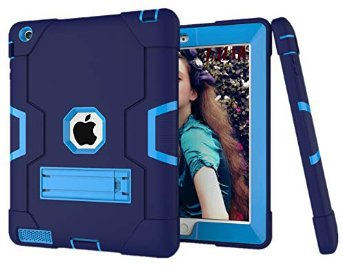 HyFone Hülle für iPad 2 3 4 - Robust Stoßfest Schwerlast Dauerhaft Ganzkörperschutz Schutzhülle Case Cover für iPad A1395 A1396 A1397 A1416 A1430 A1403 A1458 A1459 A1460 - [Marineblau/Blau]