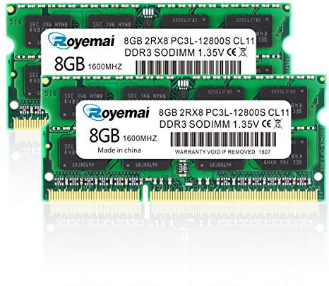 DUOMEIQI 16Go PC3L-12800S RAM,2 x 8 GO DDR3L 1600MHz SODIMM RAM DDR3 16GO, PC3-12800 1.35V 2Rx8 Dual Rank 204-Pin CL11 Unbuffered Non-ECC Ordinateur Portable Mémoire