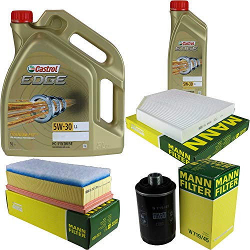 Filter Set Inspektionspaket 6 Liter Motoröl EDGE Titanium FST 5W-30 LL MANN-FILTER Innenraumfilter Luftfilter Ölfilter