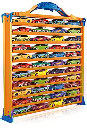 Hot Wheels Rack Age 5+ N' Track Cars & Toys Organizer Storage with 44 Compartments - IMPROVED - Toy Display Case, Multi-Coloured, Cars are not included. (HWCC9B)