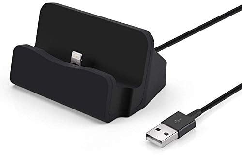 Excellentas - Stazione di ricarica Lightn, compatibile con iPhone XS Max, Xr, Xs, X, 8, 8 Plus, 7, 7 Plus, 6s Plus, 6s, 6 Plus, 6, 5s, 5c, SE, colore nero