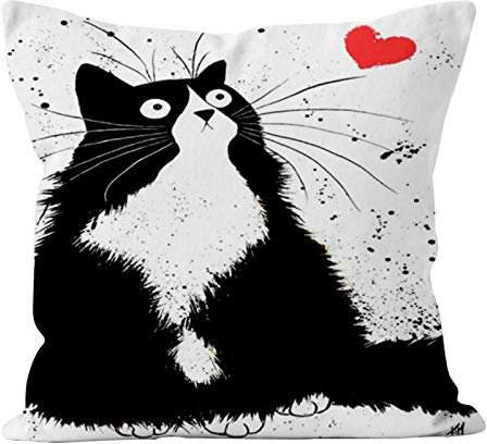 1 Kissenhülle Katzenfreund Kissenbezug Katzenmotiv Dekokissen Leinenstruktur, Größe:40x40cm, Motiv:Motiv Katze 1