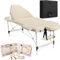 Vesgantti Table de Massage Pliante Professionnelle, Lit de Massage 3 Zones Aluminium, Table Esthetique Cosmetique Tatouage Portable, Hauteur Réglable avec Repose Bras - Beige