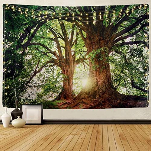 Enjohos Wald-Wandteppich - Motiv: Naturbaum, Extragroß für Schlafzimmer, Wohnzimmer - Innen- und Außenbereich Dekoration (150 cm x 129,5 cm)