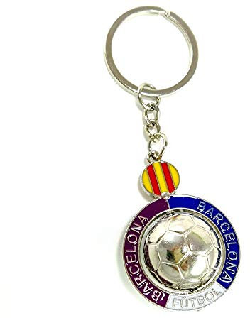 BDM Barcelone Football Porte-clés avec Le Drapeau Catalan et la Balle pour Les Hommes ou Les Femmes, Un Cadeau Original pour Les Fans de l'équipe blaugrana