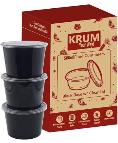 Dharj Lot de 25 récipients ronds en plastique avec couvercle pour le stockage des aliments - 500 ml - Passent au micro-ondes - Rangement de cuisine - Récipients réutilisables en plastique pour la