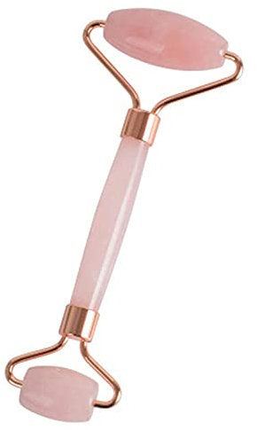 Rullo di quarzo rosa dimagrante massaggiatore viso pelle strumento di sollevamento utensile giada rullo doppia testa naturale giada facciale massaggio facciale pietra-1 rullo