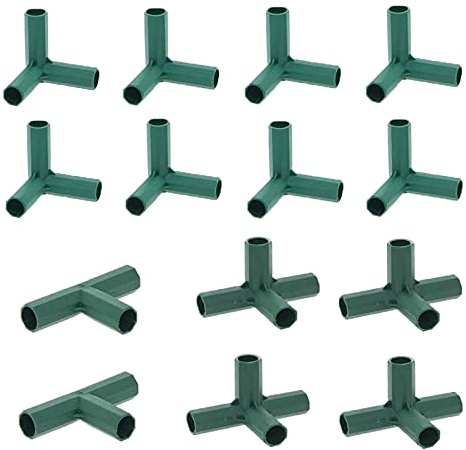 14 Stück 3-Wege 4-Wege Gewächshausrahmen Steckverbinder (für 11mm Stangen) | Pflanzpfähle Zaunrohrverbinder Gewächshaus Gebäude Rasenstützen