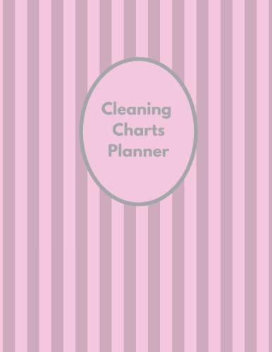 Cleaning charts planner: Planner for daily & weekly household jobs & chores.. Record what is to be done and tick off when done. Tracker for all ages too keep organised at home.. Pink stripe design.