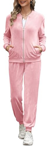 Irevial Ensemble Jogging Femme Velours Zippé 2 Pièces Manches Longues | Veste zippée, pantalon assorti, manches longues, maison loisirs, automne hiver