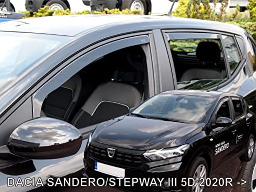 J&J AUTOMOTIVE | Windabweiser Passend Für Sandero/Stepway ab 2021, Heko Regenabweiser, Getönt, Set 4-Teilig, Vorne, Hinten, Aerodynamisch