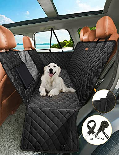 nzonpet 4-in-1-Hunde-Autositzbezug, 100% wasserdicht, Kratzfest, Hängematte mit großem Netzfenster, langlebig, rutschfest, Haustier-Rückenschutz, Schutz für Autos, LKWs, SUVs, Schwarz