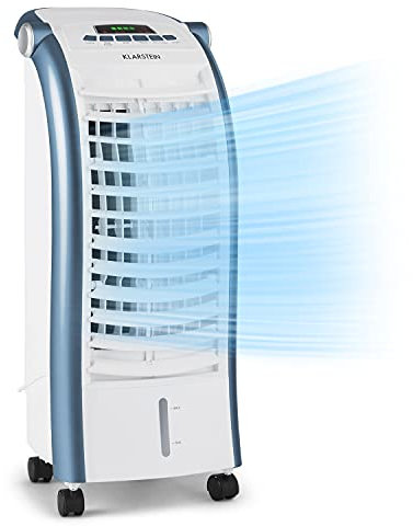 Klarstein Condizionatore Portatile Senza Tubo 65 W, 4 in 1, Umidificatore, Climatizzatore Portatile Silenzioso con Night Mode, Ventilatore Aria Fredda, Raffrescatore, Flusso 444m³/h, Serbatoio 6L