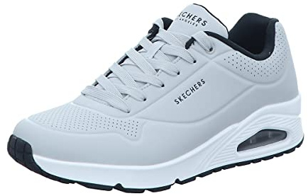 Skechers Men's Uno Stand on Air Sneaker, Light Gray Durabuck Black Trim, 6 UK