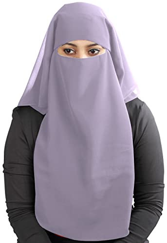 MyBatua 3-lagiger Saudi-Niqab aus atmungsaktivem Georgette, Großhandelspreis, 1 Stück Gesichtsschleier NQ-003, Blassviolett, Einheitsgröße