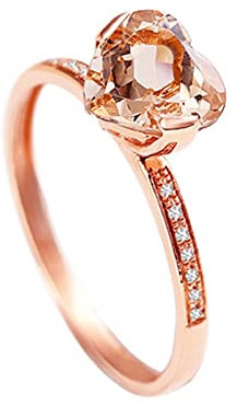 Lieson Verlobungsringe Damen, Ring 750 Rotgold Damen Herz 1.2ct Morganit mit Diamant Eheringe Rosegold Ring Große 63 (20.1)