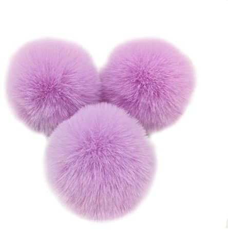 10 Stk 6cm Pompons Kunstfell Kaninchenfell Fellbommel,Kunstpelz Pom Pom Ball Plüschbälle Bommeln für DIY Handwerk Mützen Anhänger Dekoration Damen Mädchen Taschenanhänger Schlüsselanhänger,Violett