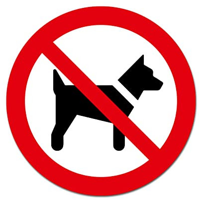 Finest Folia Hundeverbot Aufkleber Hunde verboten Tiere Sticker für Restaurant Geschäft Wohngebäude Fenster Verbot Folie selbstklebend wetterfest R198 (02 Kein Zutritt für Hunde rund)