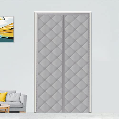Magnetic Thermal Insulated Door Curtain, Various Sizes, Wind, Cold and Noise Proof, Pet Friendly, Suitable for air-Conditioned Rooms, Heating, Kitchens, and Living Rooms, 230 x 230cm, Grey
