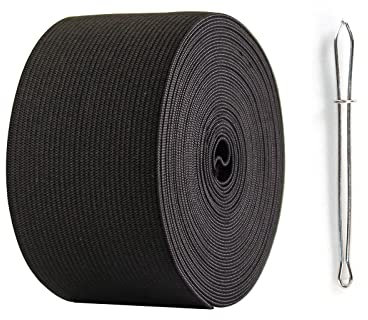 AHPYEUHK Gummiband Nähen 6M Gummiband Breit 50mm Schwarz Hosengummi Breites Gummiband Elastisches Band Elastic Band für DIY Handwerk Nähzubehör