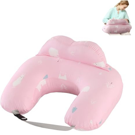 TOPCHANCES Stillkissen Stillkissenbezug Aus 100% Baumwolle,Stillkissen XL Für Baby,Motherhood Stillkissen Atmungsaktives,Herausnehmbares Und Waschbares Stillkissen(Eisbärenpulver 65×55cm)