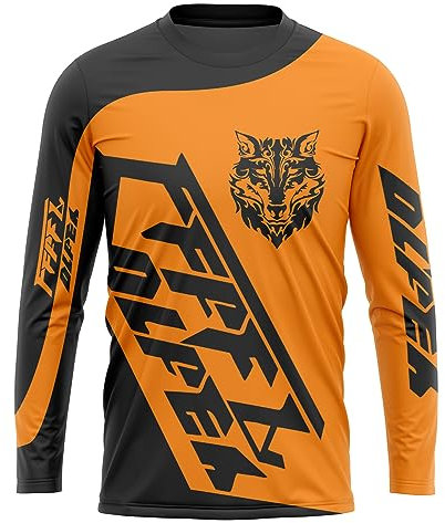 FFFF & OLFEH Herren Mountainbike Trikot, Radfahren Jersey Herren Mountainbike Motocross Jersey Langarm MTB T-Shirt, antibakteriell MTB Trikot T Shirt für, Jersey Schnelltrocknend (Gelb,XL)